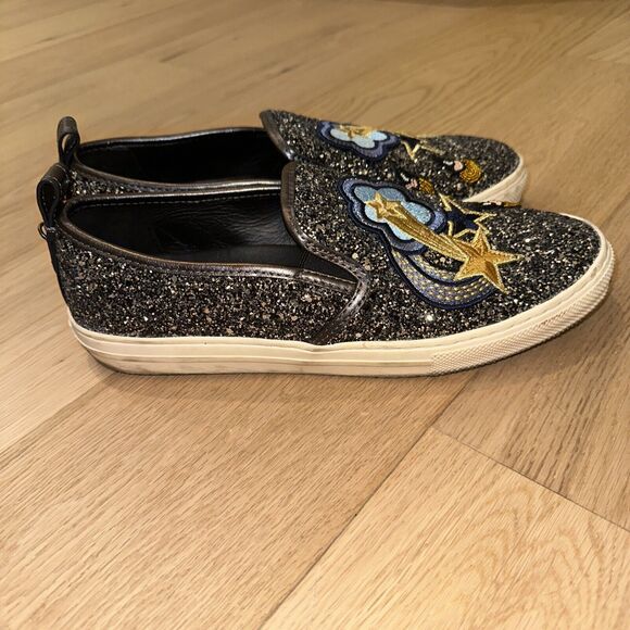 COACH Shooting Star Glitter Sneakers Signature Shoe 10 B Coated Canvas Platform - Picture 5 of 9